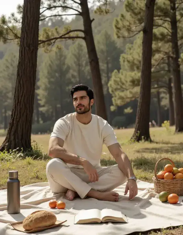 Picnic in the woods AI prompt example