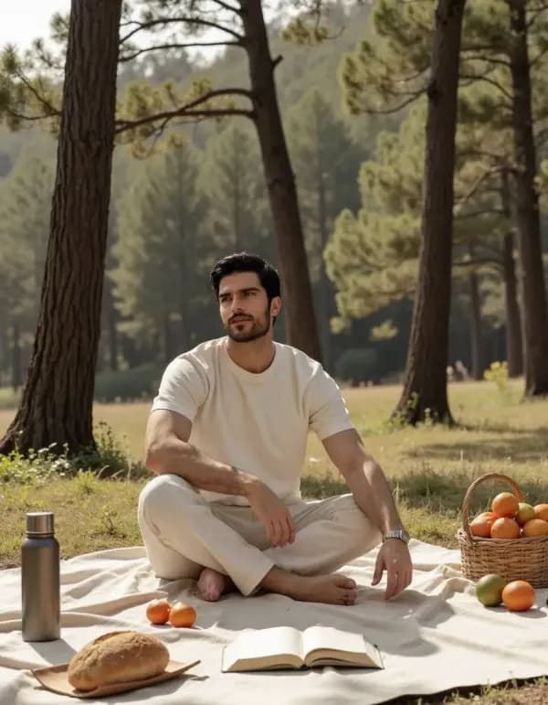 Picnic in the woods AI prompt example