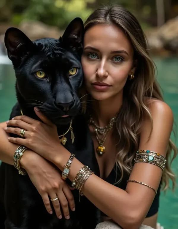 Beispiel für KI-Prompt Fotoshooting mit schwarzer Pantherin