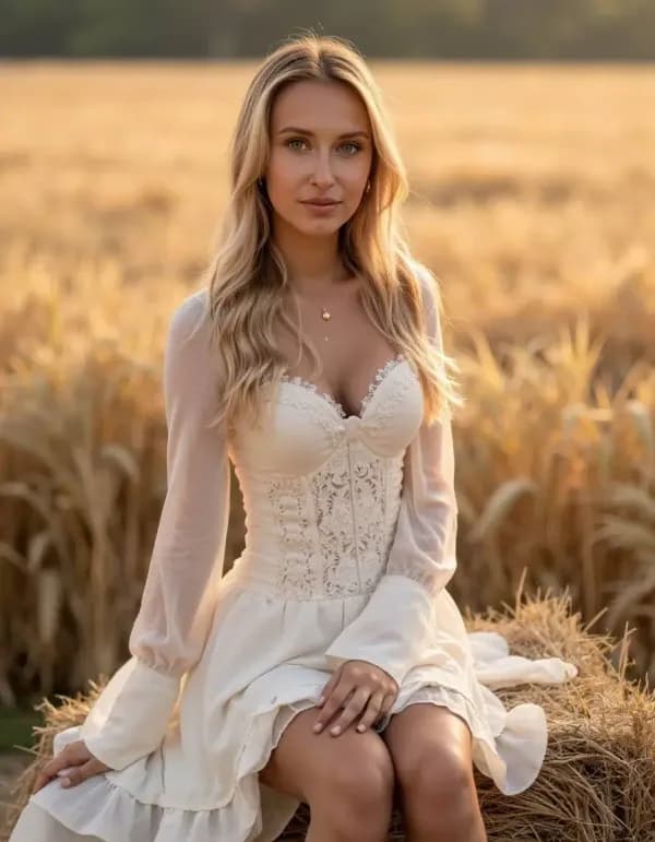 Sunset in the field AI prompt example